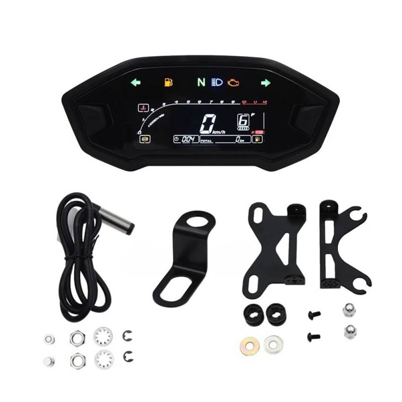 WYHJIUY Für 1 2 4 Zylinder Motorrad Zubehör Universal Digital Tacho 10000 RPM Tachometer Dashboard Instrument Panel Speed Gear Display von WYHJIUY