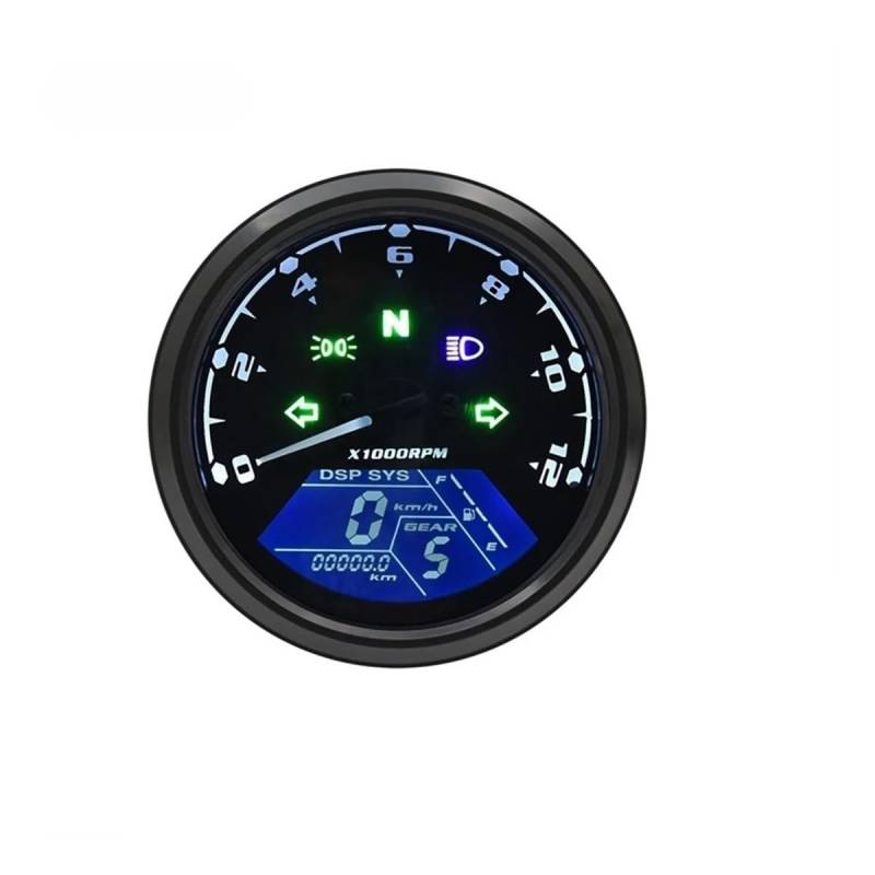 WYHJIUY Für 1-4 Zylinder Motorrad Universelles Zubehör Tachometer Kilometerzähler 12000RMP Drehzahlmesser Instrumententafel Speed Gear Display von WYHJIUY