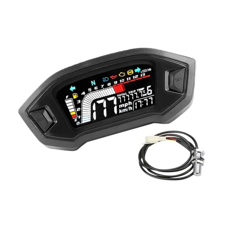 WYHJIUY Für 12V Motorrad Universal Zubehör Tachometer Kilometerzähler Drehzahlmesser Dashboard Montage Speed Gear Display von WYHJIUY