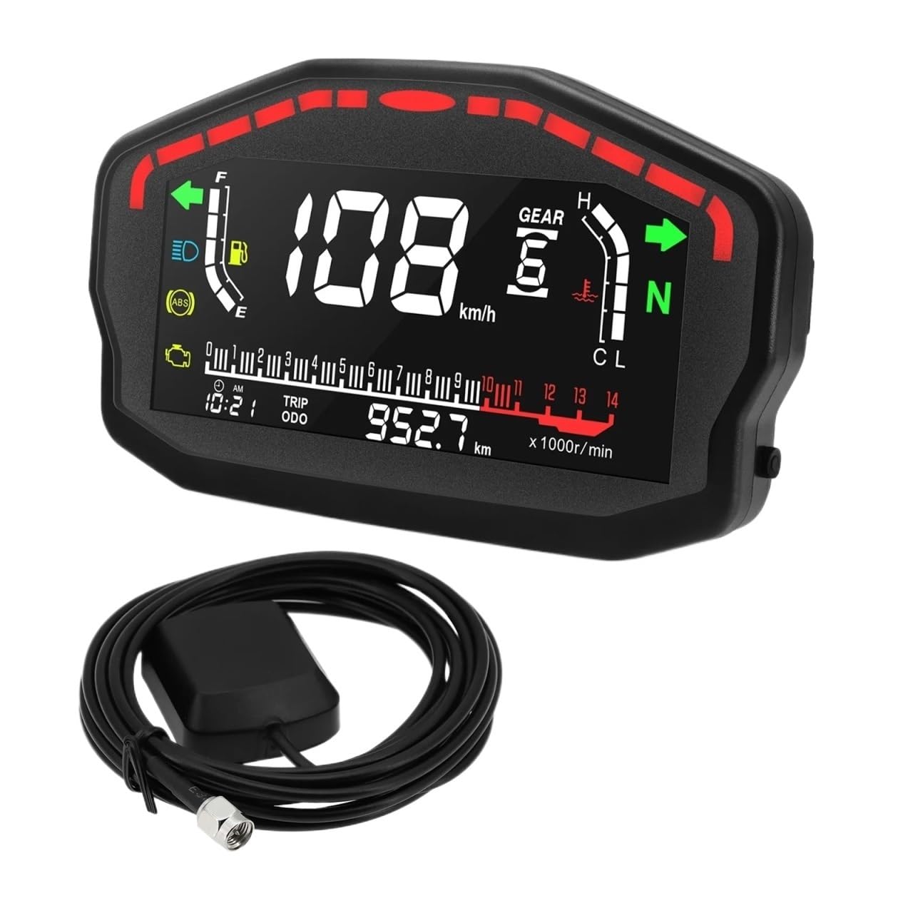 WYHJIUY Für 2/4 Zylinder Digital Motorrad Universal Tachometer Dashboard RPM Mit Digital Dash Panel Speed Gear Display von WYHJIUY