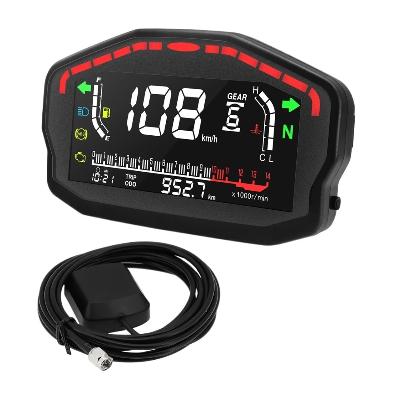 WYHJIUY Für 2/4 Zylinder Motorrad Universal RPM Instrument GPS Tachometer Digital Kilometerzähler Gauge Tachometer Speed Gear Display von WYHJIUY