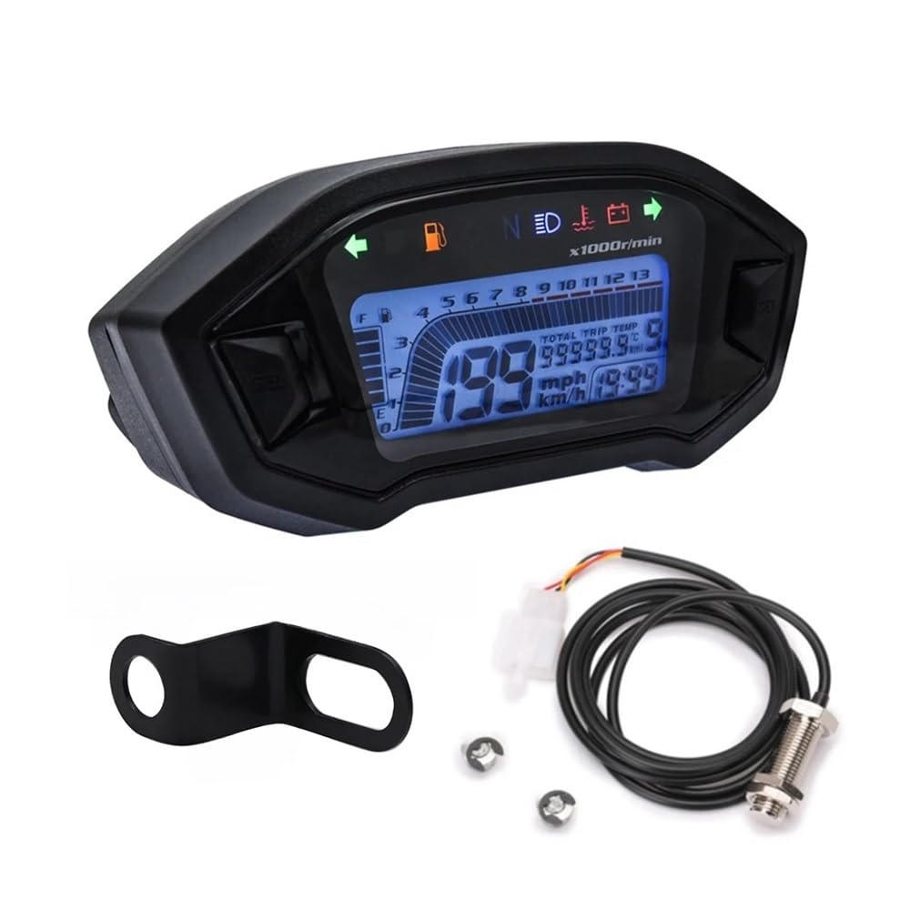 WYHJIUY Für 2-4 Zylinder Motorradzubehör Universal Einstellbarer Digitaler 13000rpm Tachometer Kilometerzähler Speed Gear Display von WYHJIUY