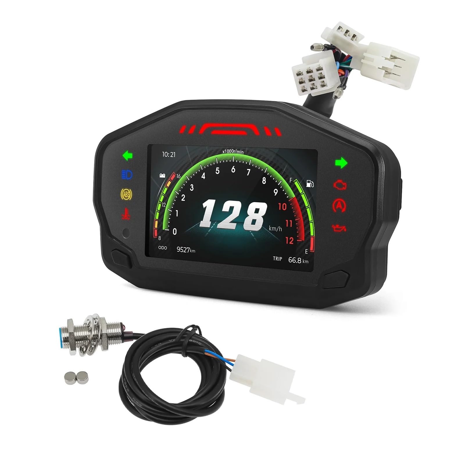 WYHJIUY Für 2 4 Zylinder Motorradzubehör Universal Geschwindigkeitsmesser Digitaler Tachometer 12000 U/min Kilometerzähler 6 Gang Speed Gear Display von WYHJIUY