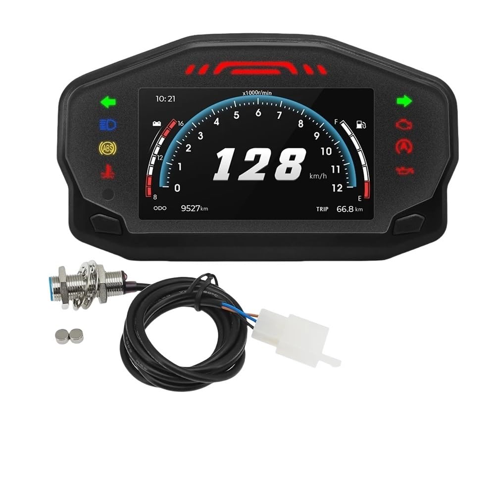 WYHJIUY Für D&ucati 2/4 Zylinder Motorrad Digital Dash Panel Moto Tacho Dashboard Mit RPM Kilometerstand Drehzahlmesser Kilometerzähler Spannung Speed Gear Display von WYHJIUY