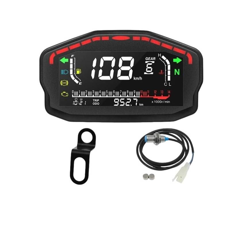 WYHJIUY Motorrad Digital Dash Panel Universal -Computer-geschwindigkeitsmesser-grüne 2 4 Zylinder Für D&ucati Für K&awasaki Für S&uzuki Speed Gear Display von WYHJIUY