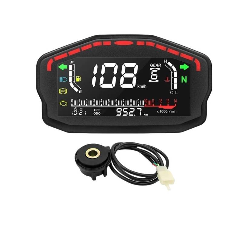 WYHJIUY Motorrad Digital Dash Panel Universal -Computer-geschwindigkeitsmesser-grüne 2 4 Zylinder Für D&ucati Für K&awasaki Für S&uzuki Speed Gear Display von WYHJIUY