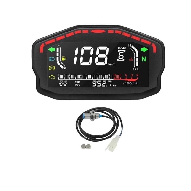 WYHJIUY Motorrad Digital Dash Panel Universal -Computer-geschwindigkeitsmesser-grüne 2 4 Zylinder Für D&ucati Für K&awasaki Für S&uzuki Speed Gear Display von WYHJIUY