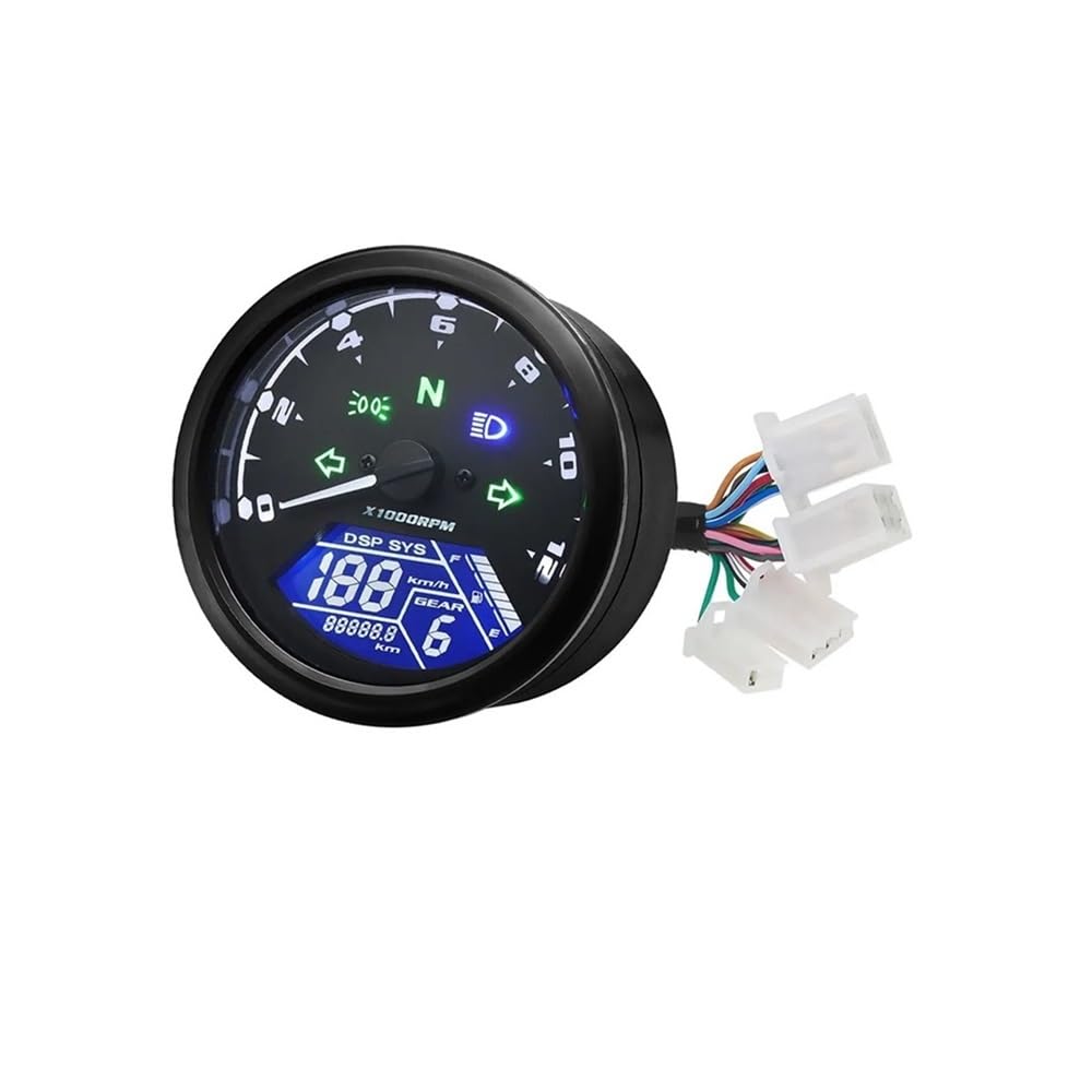 WYHJIUY Motorrad Geschwindigkeit Meter 12000 RPM Meter Universal Digital Instrument Panel Tachometer Anzeige Zifferblatt Digital Speed Gear Display von WYHJIUY