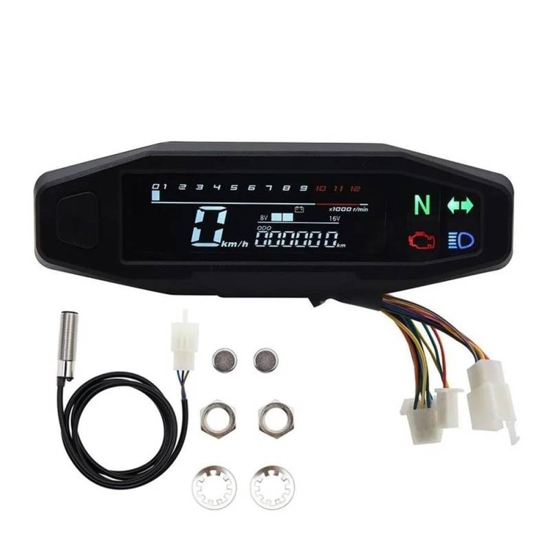 WYHJIUY Motorrad Tachometer Öl Gauge Drehzahlmesser Universal Digital Meter Instrument Cluster Licht Anzeige Speed Gear Display von WYHJIUY