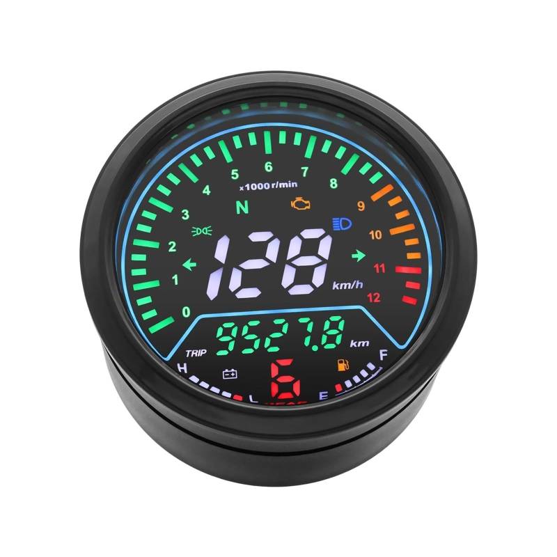 WYHJIUY Motorrad Universal Tacho Digital Dashboard Meter 12000RPM Kmh/mph Spannung Display Gang Anzeige Für GN125 Speed Gear Display von WYHJIUY