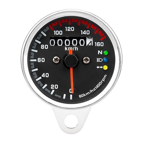 WYHJIUY Motorrad Universal Zubehör Farbe Tachometer 3 Kontrollleuchten Kilometerzähler Gauge Meilen Motorrad Geschwindigkeitsmesser Speed Gear Display von WYHJIUY