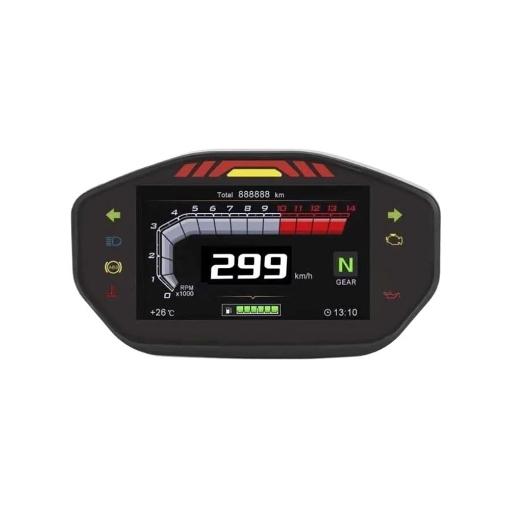 WYHJIUY Motorrad Zubehör Digitaler Kilometerzähler 14000 U/min Drehzahlmesser Kilometerzähler Drehzahlmesser Instrumententafel Speed Gear Display von WYHJIUY