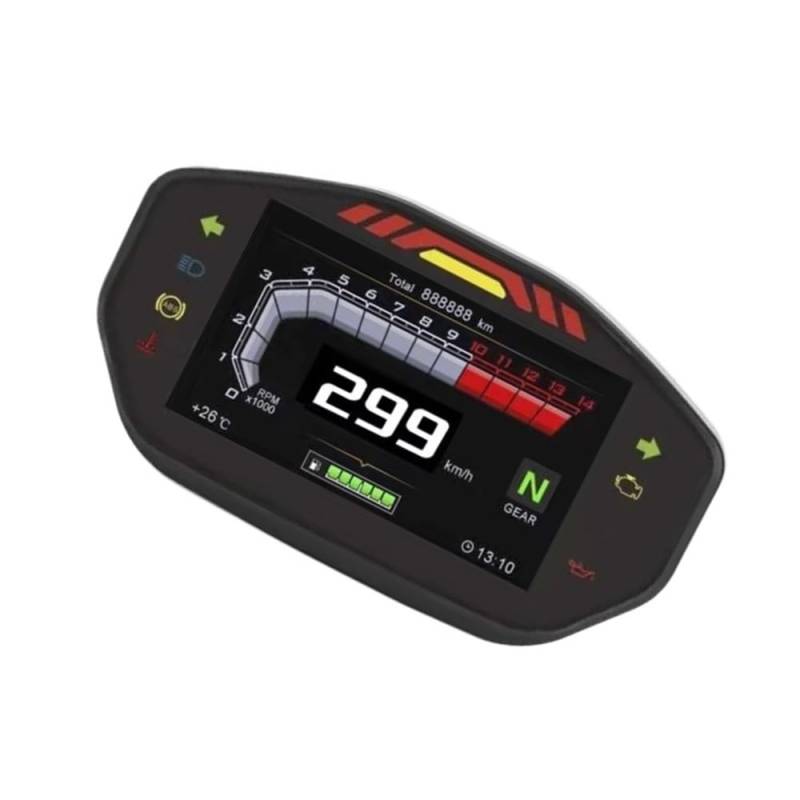 WYHJIUY Motorrad Zubehör U/min Digitaler Kilometerzähler Tachometer 14000 U/min Drehzahlmesser Armaturenbrett Montage Speed Gear Display von WYHJIUY