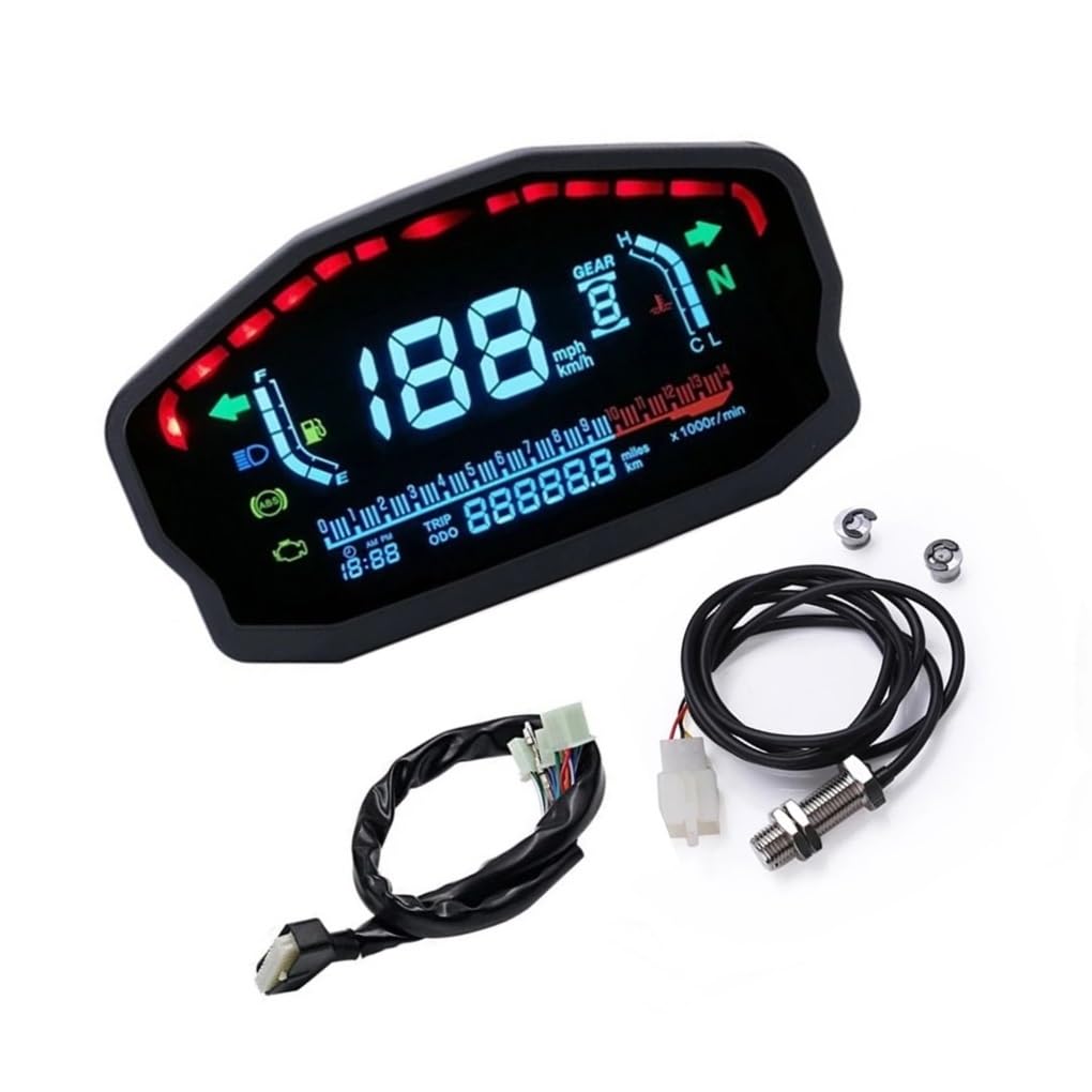 WYHJIUY Motorradzubehör Universal Tachometer Instrument Digitaler Kilometerzähler Tachometer Instrumententafel Montage Speed Gear Display von WYHJIUY