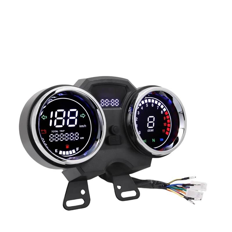 WYHJIUY Motorräder Tachometer Tachometer Messgerät Universal Display Dashboard Kilometerzähler Motorrad Digital Instrument Für GN125 Speed Gear Display von WYHJIUY