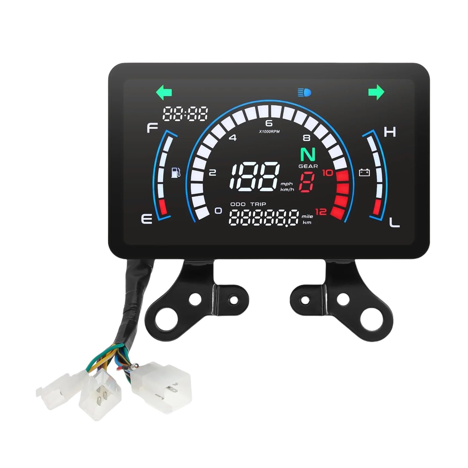 WYHJIUY Universal Digital Motorrad Tachometer RPM Drehzahlmesser Temperaturanzeige 2 Einheiten Kilometerzähler Dashboard ABS Moto Gauge Speed Gear Display von WYHJIUY