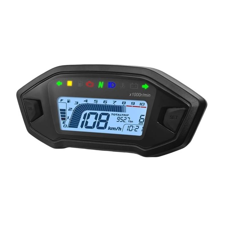 WYHJIUY Universal Für 1,2,4 Zylinder 10000RPM Motorrad Display -Computer-geschwindigkeitsmesser-grüne Tachometer Mit Digital Sensor Dashboard Gauge Speed Gear Display von WYHJIUY