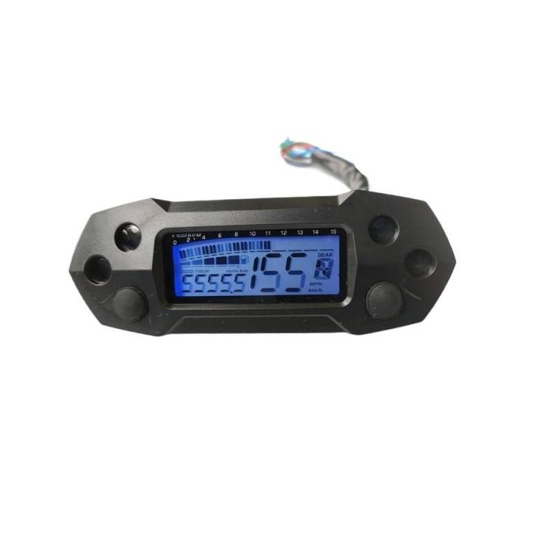 WYHJIUY Universal Für 1,2,4 Zylinder 15000RPM Motorrad Tachometer Digital Einstellbare Geschwindigkeit Meter Kilometerzähler Speed Gear Display von WYHJIUY