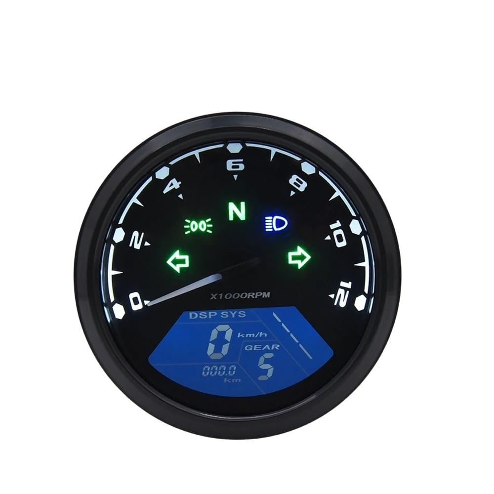 WYHJIUY Universal Motorrad 12000RMP -Computer-geschwindigkeitsmesser-grüne Tachometer 1-4 Zylinder Motorrad Gauge Motorrad Digital Dash Speed Gear Display von WYHJIUY