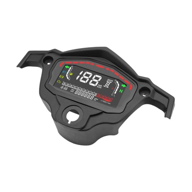 WYHJIUY Universal Motorrad Meter Digital Tacho 140000rpm Drehzahlmesser Armaturenbrett Mit Instrumente Halterung Metall Halter Speed Gear Display von WYHJIUY