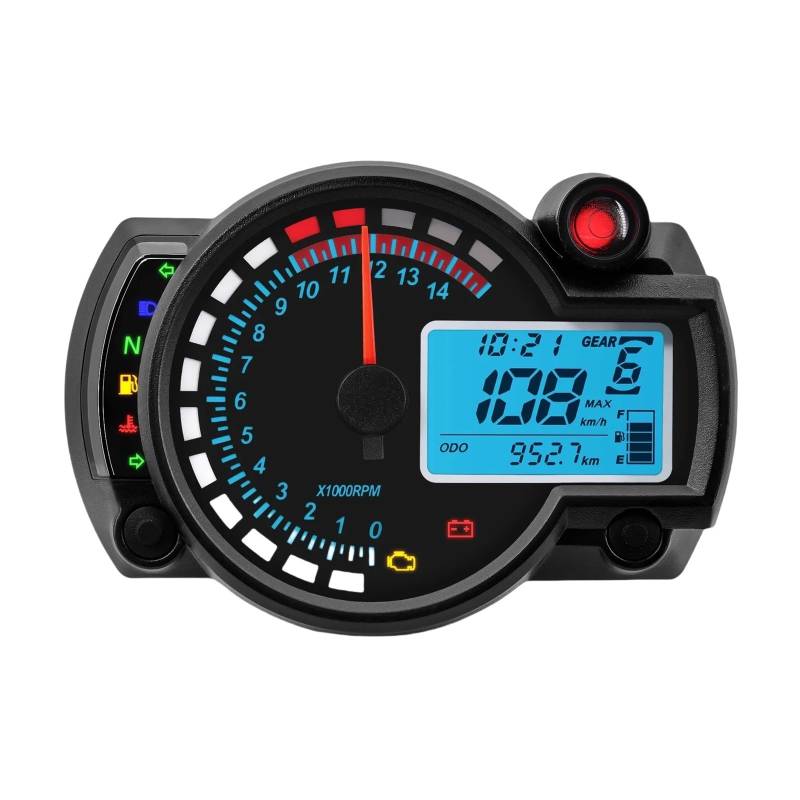 WYHJIUY Universal Motorrad Tacho Digital Moto Dashboard 7 Farbe Motocross Stunde Zähler Panel Für S&uzuki Für Y&amaha Für K&awasaki Speed Gear Display von WYHJIUY