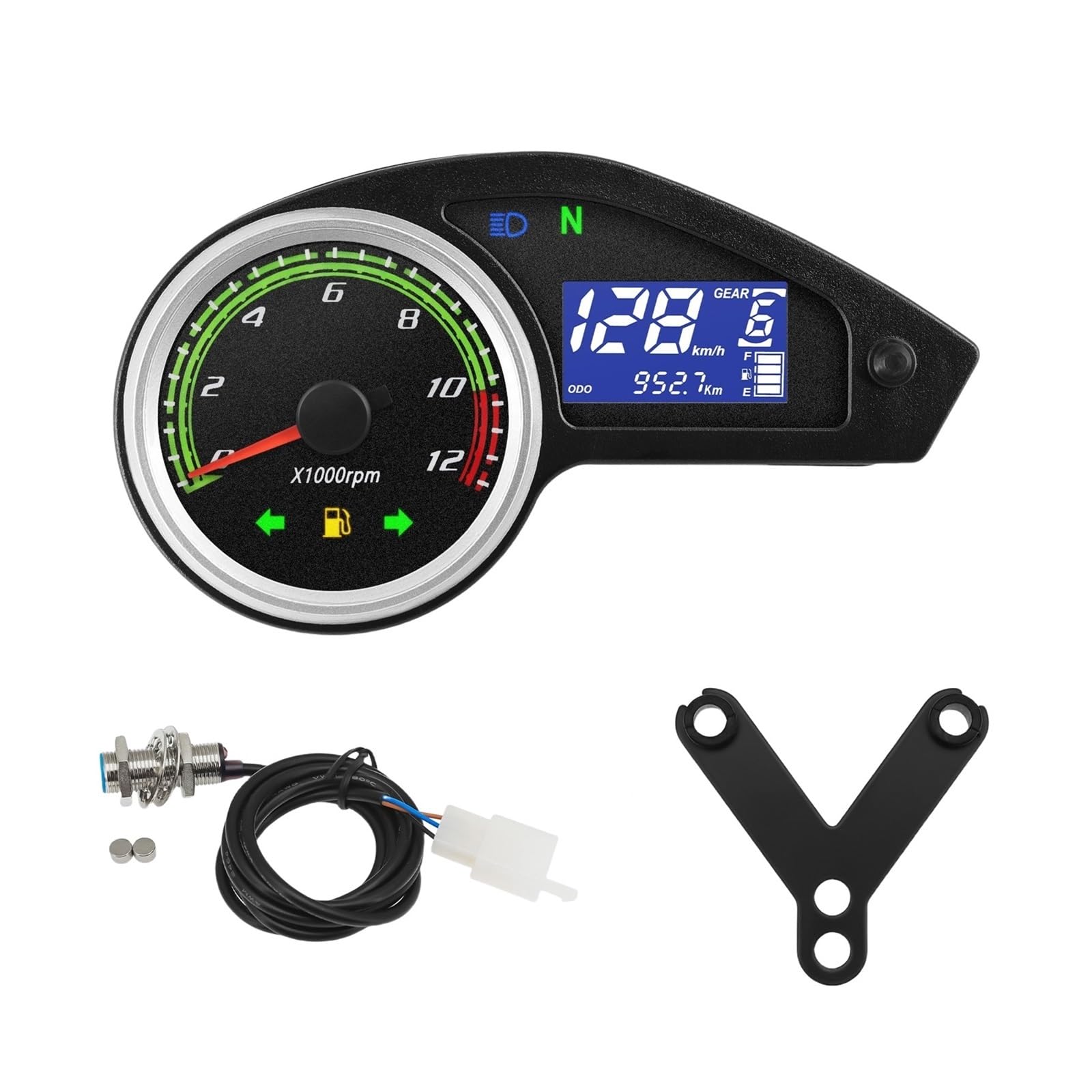 WYHJIUY Universal Motorrad Tachometer Digitaler Tachometer Kilometerzähler Instrument Für 12V Motorrad Für Brasilien Für GY200 Für CG Speed Gear Display von WYHJIUY