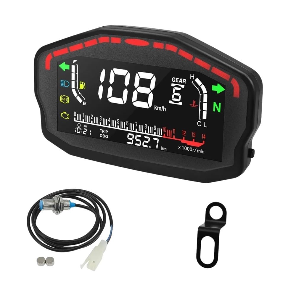 WYHJIUY Universal Tachometer Digital Kilometerzähler RPM Motorrad Meter Display Motorrad Dashboard Gauge Für 2,4 Zylinder Speed Gear Display von WYHJIUY