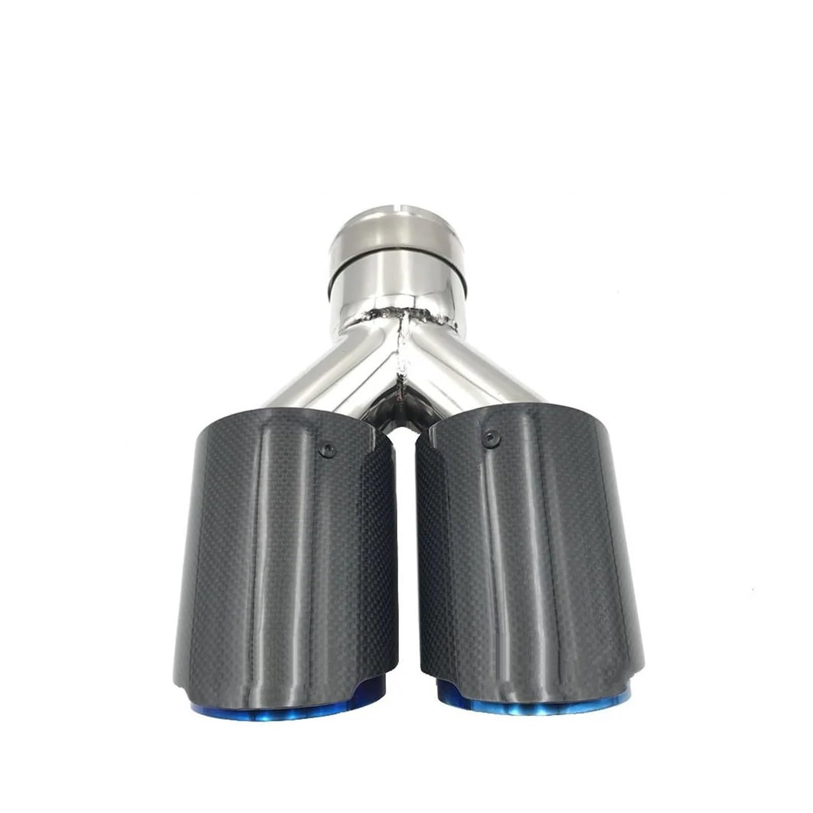 Auto Auspuffrohr 1PCS Y Modell Glänzend Carbon Gleiche Länge Blau Edelstahl Universal Auto Dual Tail Tip Auspuff Blau End Rohr Auto Auspuff Schalldämpfer(54MM IN 101MM Out) von WYLWSHA