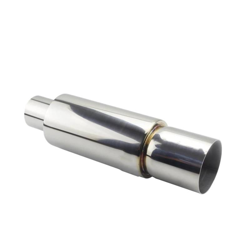 Auto Auspuffrohr Auto Motorrad Auspuffanlagen Schalldämpfer Spitze Universal Edelstahl ID 51MM 57MM 63MM Auslass 90mm Styling Schalldämpfer Endrohr Auto Auspuff Schalldämpfer(Silver 63MM) von WYLWSHA