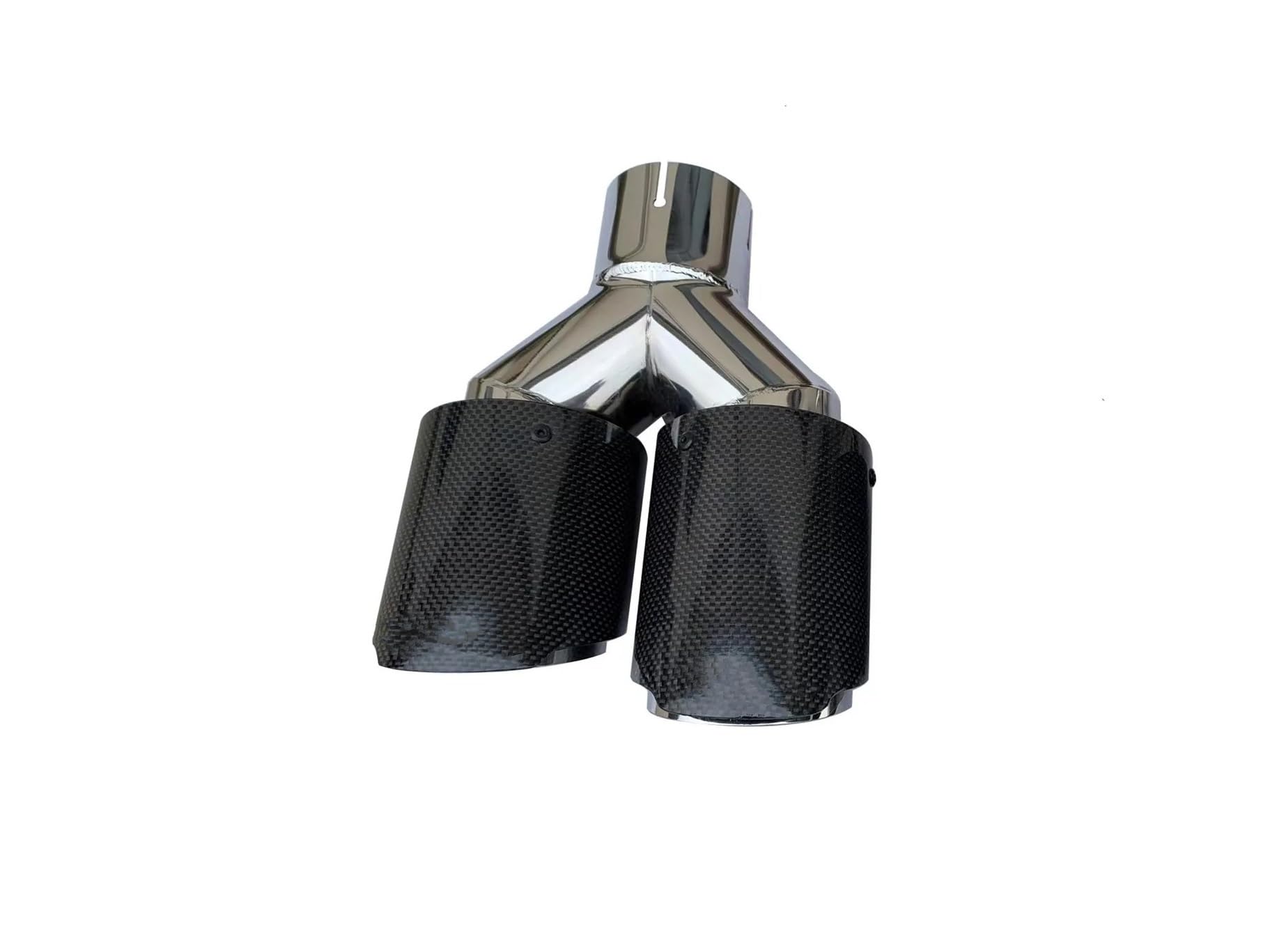 Auto Auspuffrohr Automobile UNIversal Carbon Fib Tail Throat Edelstahl-Schalldämpfer Y-förmige Doppelauslass-Auspuffrohre Auto Auspuff Schalldämpfer(3-54MM IN-89MM Out) von WYLWSHA