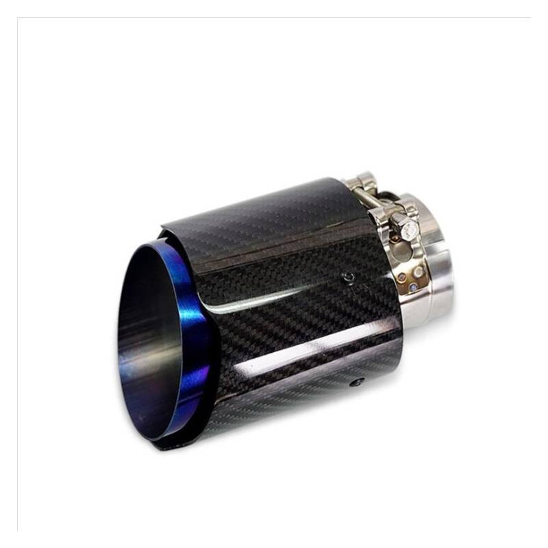 Auto Auspuffrohr Carbon Fiber Tail Throat Blue Straight Edge 63-89mm Single Carbon Fiber Car Exhaust Pipe Muffler End Tip Endrohr Auto Auspuff Schalldämpfer(In 63mm Out 89mm) von WYLWSHA