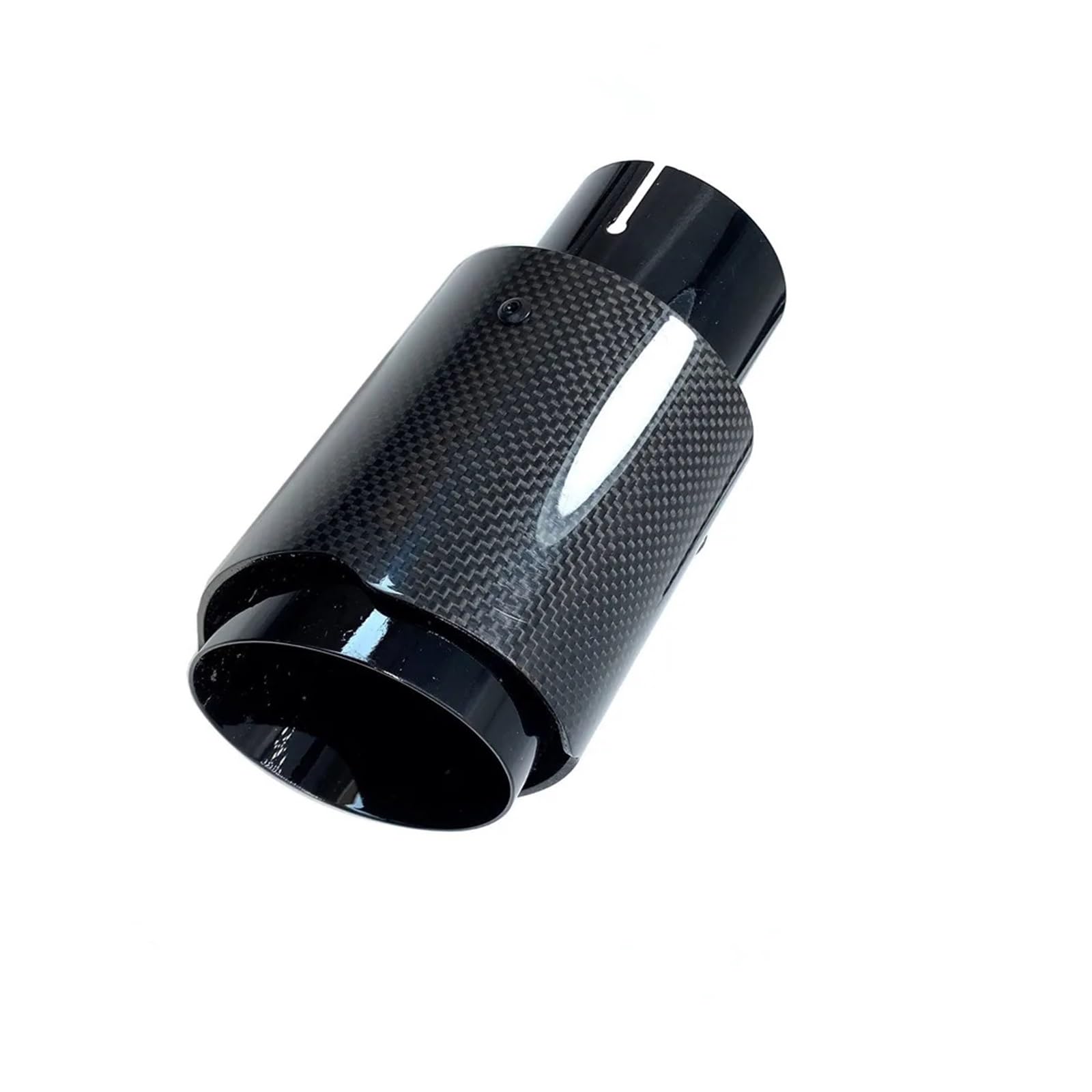 Auto Auspuffrohr Für Jedes Auto Universelle Modifikation Einzelnes Auspuffrohr Aus Edelstahl Vollcarbon Glänzende Schwarze Abdeckung Schalldämpferspitze Auto Auspuff Schalldämpfer(57MM IN 101MM Out) von WYLWSHA