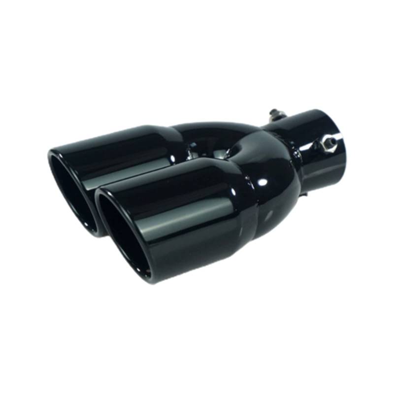 Auto Auspuffrohr Universal 63mm Auto Einlass Doppel-Barrel Hinten Auspuff Spitze Endrohr Schalldämpfer Schwarz Outlet Edelstahl Auto Zubehör Auto Auspuff Schalldämpfer(2) von WYLWSHA