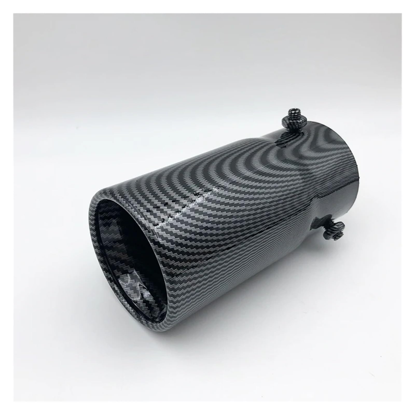 Auto Auspuffrohr Universal Auto 70mm Einlass 76mm Auslass Auto Auspuff Schwanz Schalldämpfer Spitze Silber Schwarz Auspuff Tipps Rohre Auto Außen Teile Auto Auspuff Schalldämpfer(-Carbon Fiber 1) von WYLWSHA