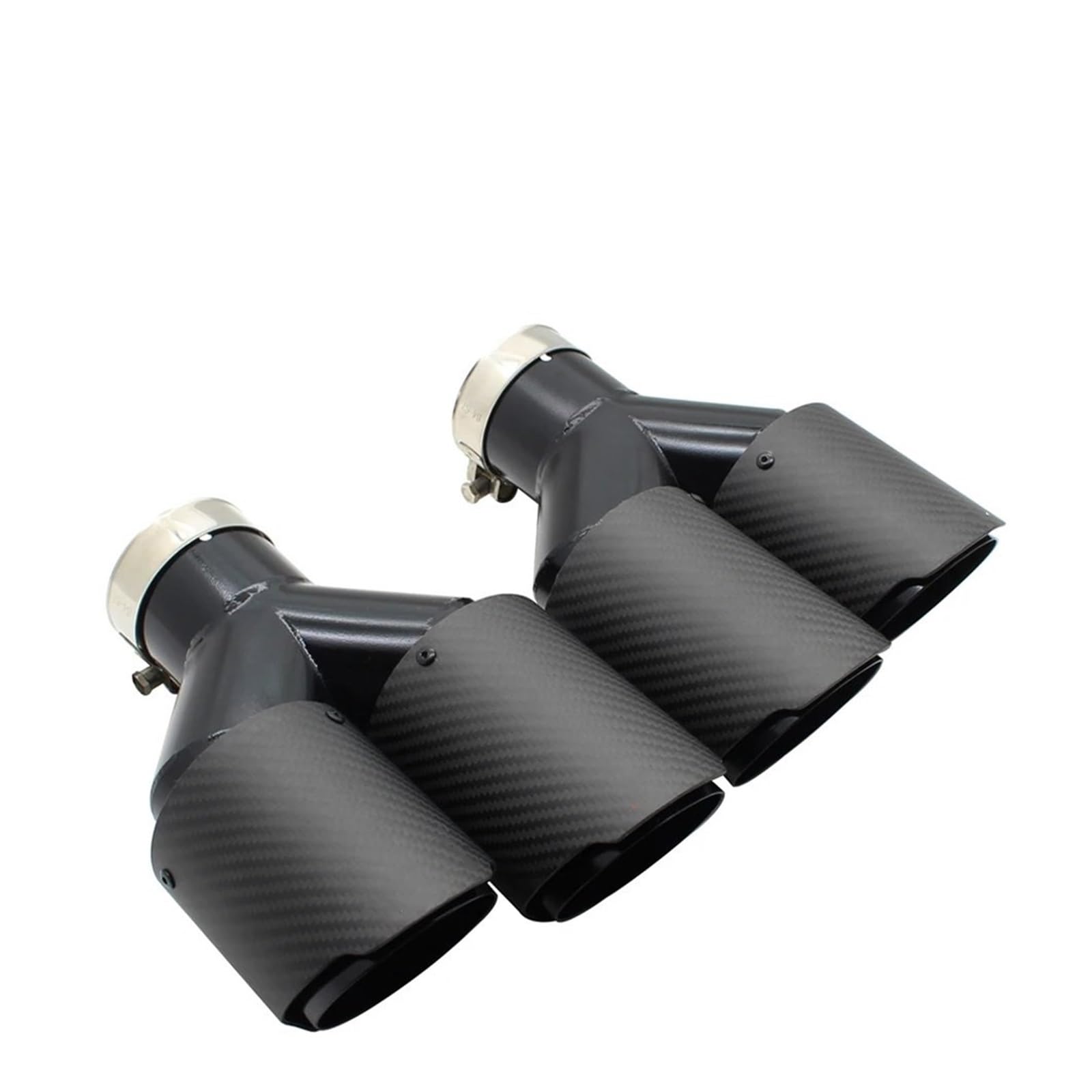 Auto Auspuffrohr Y-förmige Auto-Carbonfaser Glänzend Matt Schalldämpferspitze Doppelausgang Auspuffrohr Schalldämpfer Düsendekoration Blau Schwarz Silber Auto Auspuff Schalldämpfer(1 pair matte-Black) von WYLWSHA