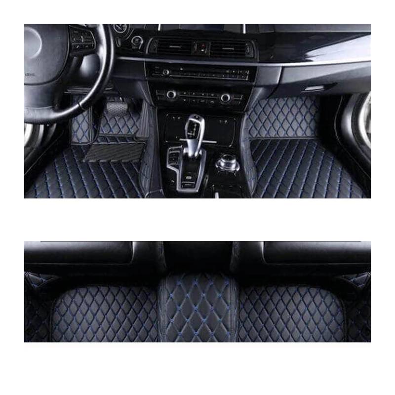 Fußmatten Auto Auto Boden Matte Für A3 Für 8P 2004-2010 Innen Zubehör Leder Teppiche Teppiche Fuß Pads Auto Fussmatte(Left Hand Drive,Black Blue 1set) von WYLWSHA