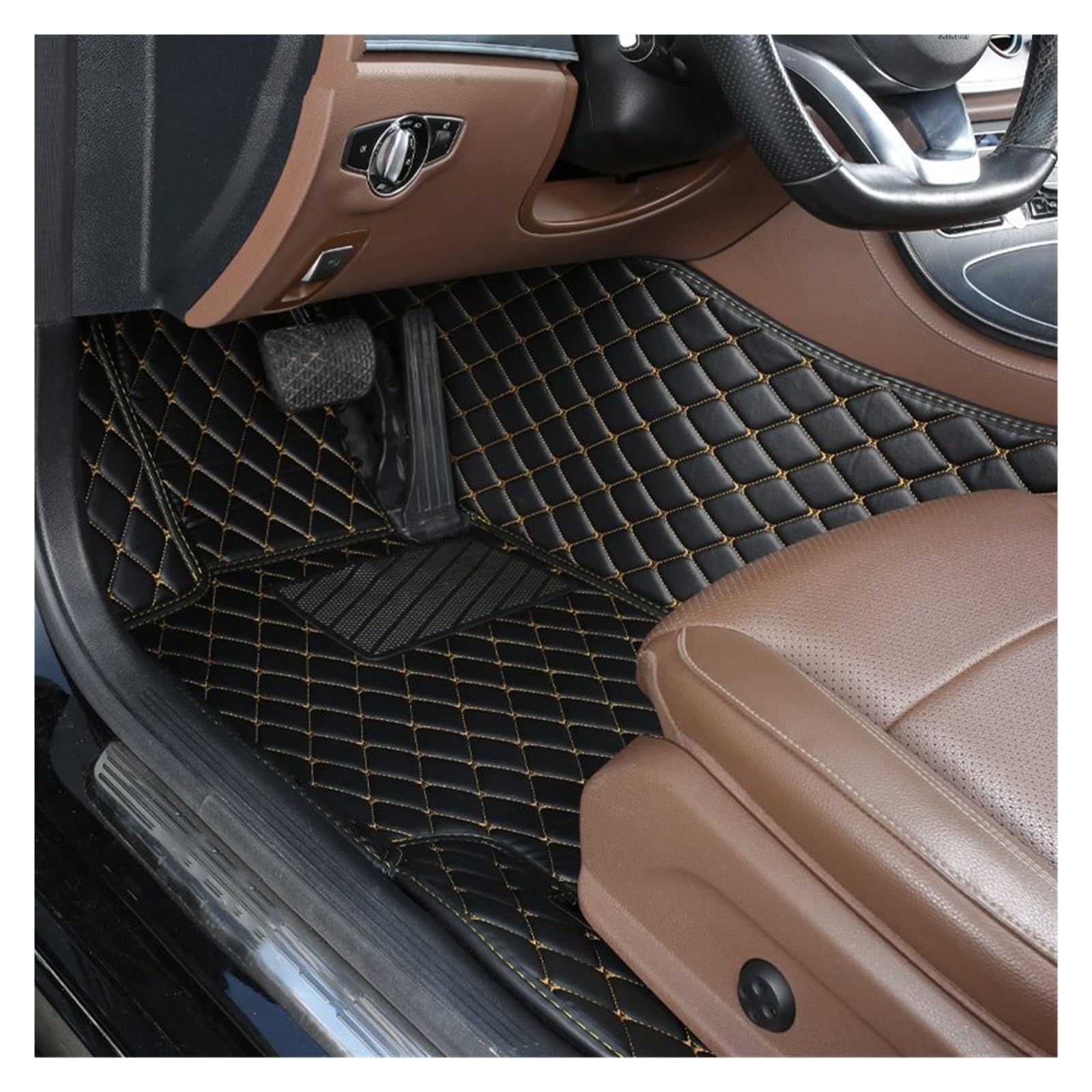 Fußmatten Auto Auto Boden Matte Für Hyundai Für Tucson 2006 2007 2008 2009 2010 2011 2012 2013 2014 Fuß Pad Innen Auto Zubehör Auto Fussmatte(Driver-Black Gold) von WYLWSHA