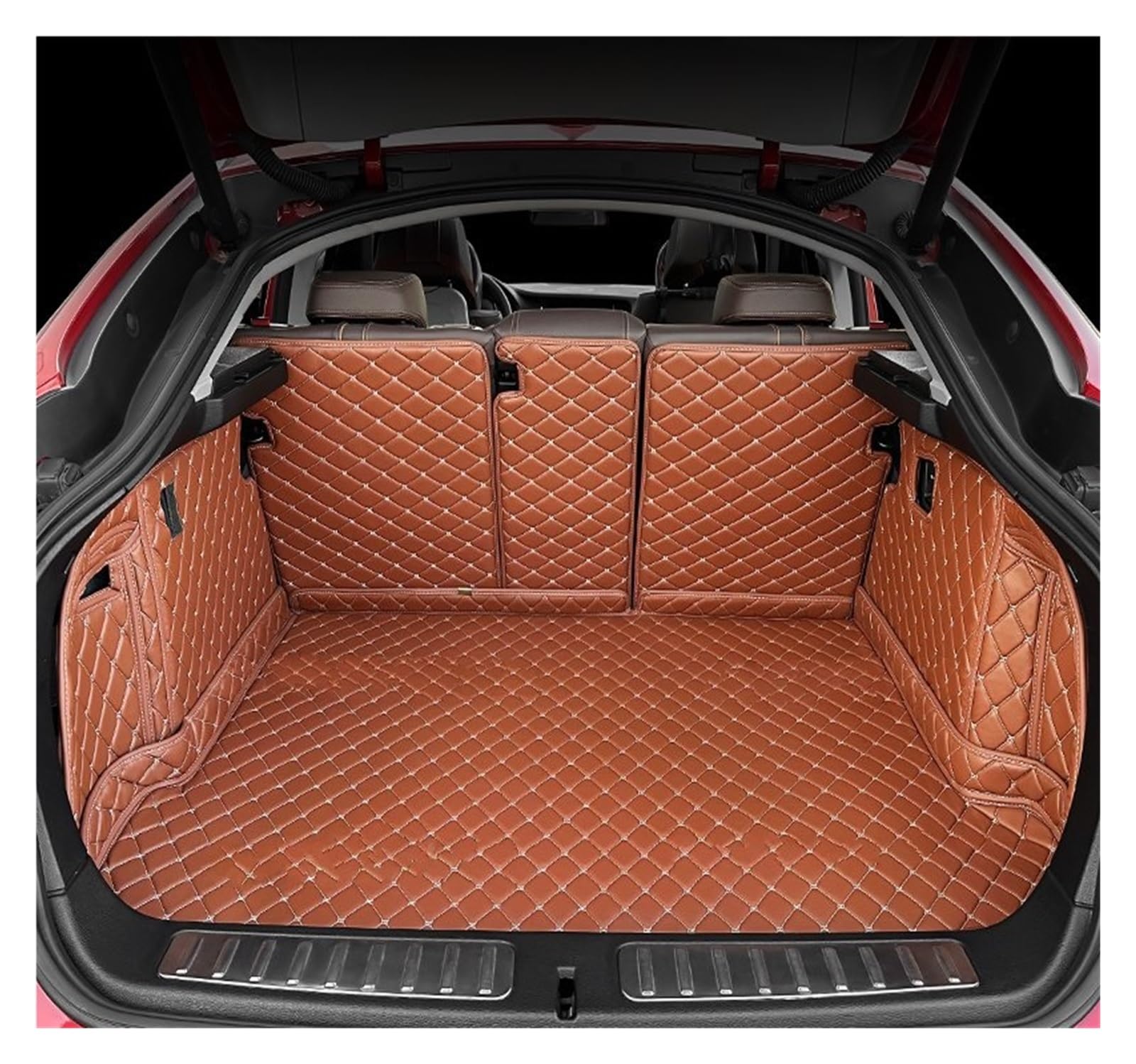 Fußmatten Auto Auto Fußmatten Für VW Für TIGUAN 2017 2018 2019 2020 2021 2022 Kofferraum Matte Fuß Pads Teppich Abdeckung Innen Zubehör Auto Fussmatte(Brown-Trunk) von WYLWSHA