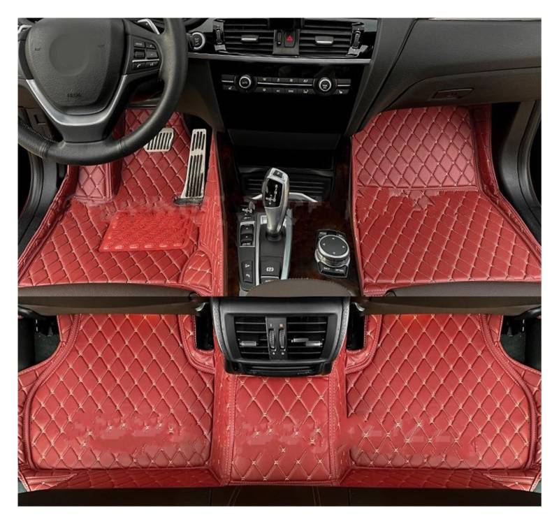 Fußmatten Auto Auto Fußmatten Für VW Für TIGUAN 2017 2018 2019 2020 2021 2022 Kofferraum Matte Fuß Pads Teppich Abdeckung Innen Zubehör Auto Fussmatte(Wine Red-Floor) von WYLWSHA