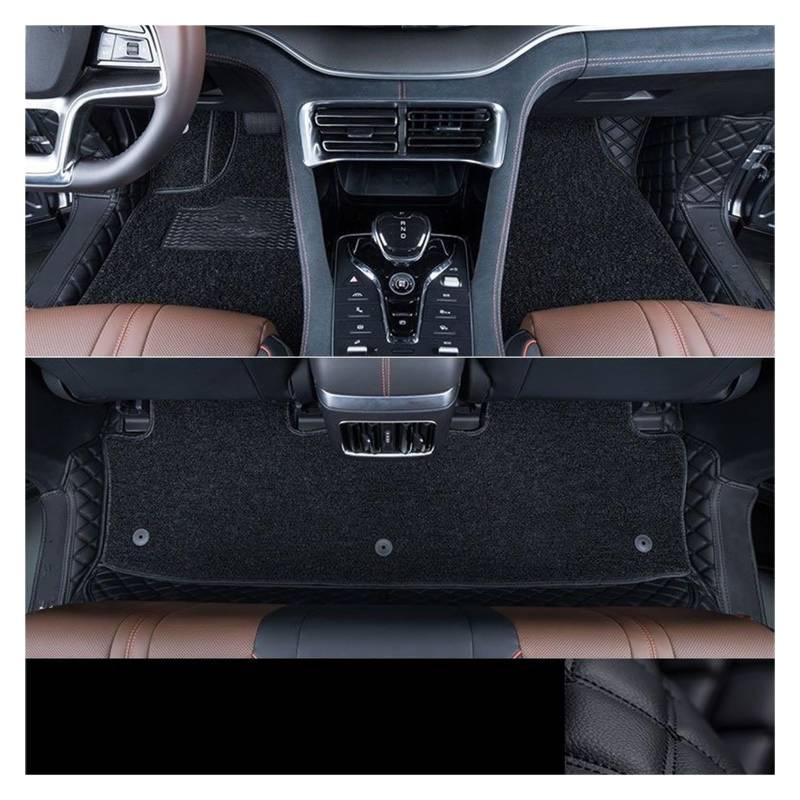 Fußmatten Auto Auto Fußmatten Teppich PU Leder Fuß Pad Innen Floorliner Auto Zubehör Für Haval Für Dargo 2021 2022 2023 2024 Auto Fussmatte(Double Layer Black B) von WYLWSHA