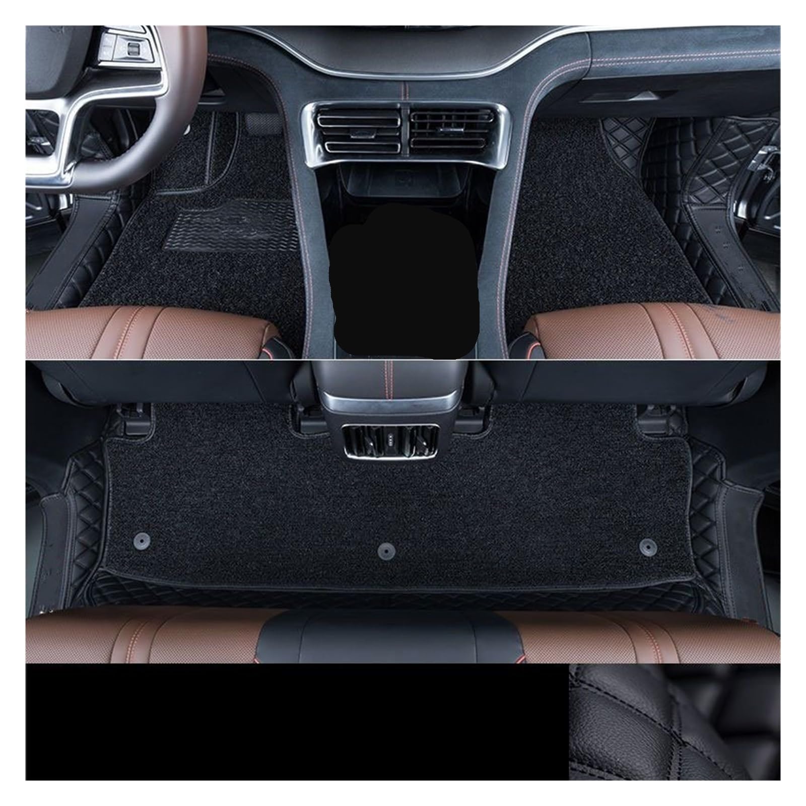 Fußmatten Auto Für Haval Für Dargo 2021 2022 2023 2024 Auto Fußmatten Teppich PU Leder Fuß Pad Innen Floorliner Auto Zubehör Auto Fussmatte(Double Layer Black B) von WYLWSHA