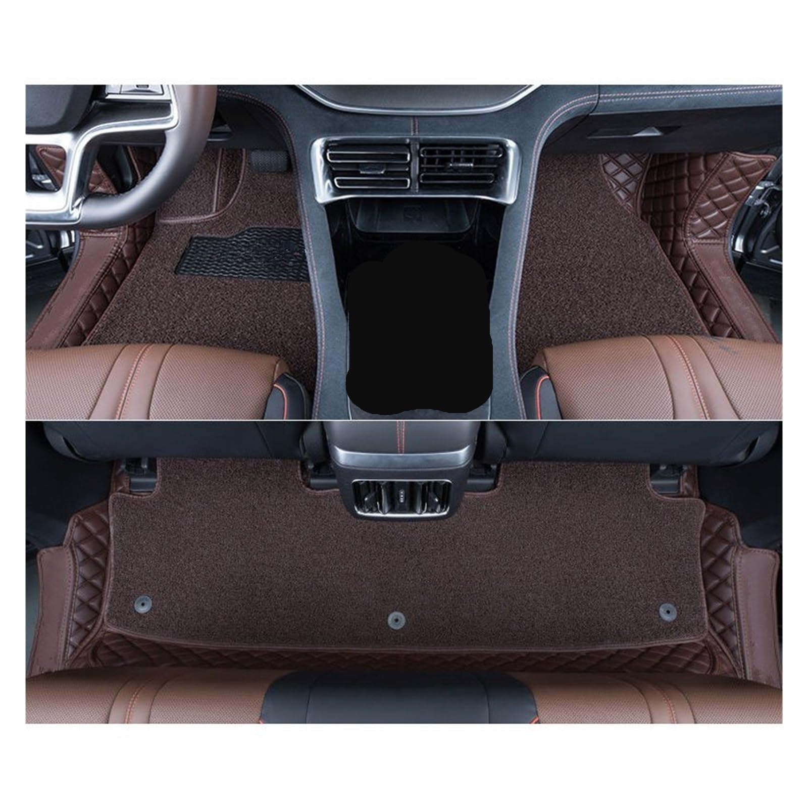 Fußmatten Auto Für Haval Für Dargo 2021 2022 2023 2024 Auto Fußmatten Teppich PU Leder Fuß Pad Innen Floorliner Auto Zubehör Auto Fussmatte(Double Layer Brown) von WYLWSHA