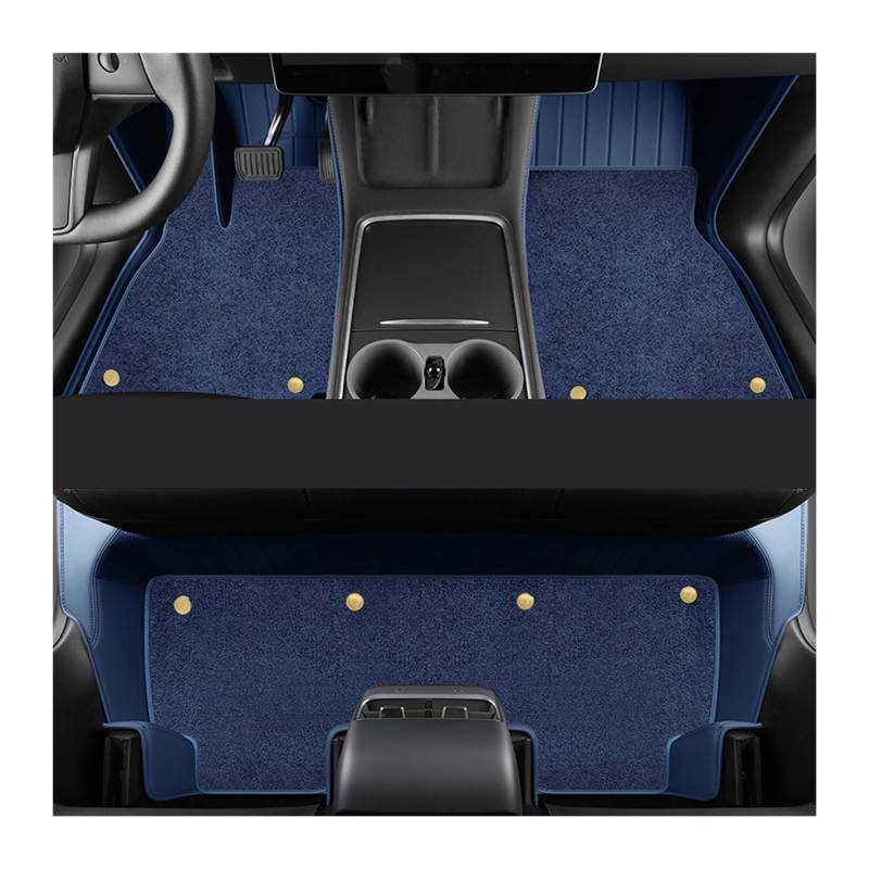 Fußmatten Auto Für Tesla Für Modell 3 2024 Für Highland 2024 Custom Car Zubehör Boden Matte Innen Rindsleder Vorne Und Hinten Sitz Auto Fussmatte(Double blue1) von WYLWSHA