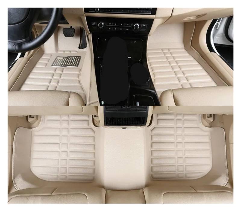 Fußmatten Auto Für Toyota Für Camry Für XV70 Für Daihatsu Für Altis 2018-2023 Auto Boden Matte Leder Panel Liner Abdeckung Teppich Auto Fussmatte(LHD-Beige) von WYLWSHA