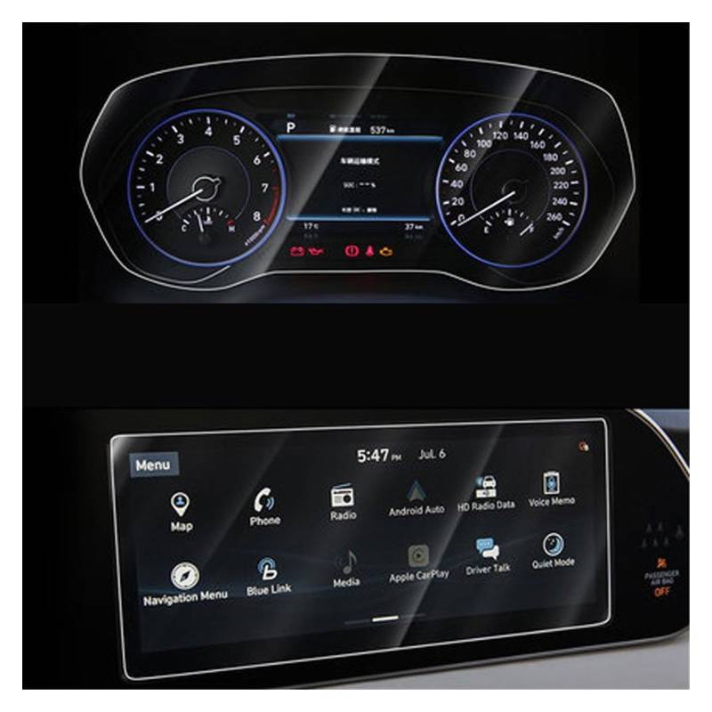 GPS Displayschutzfolie Für Hyundai Für Palisade 10,25 Zoll Gehärtetem Glas Film Auto Infotainment Radio GPS Navigation Displayschutzfolie Dashboard Navigation Schutzfolie(GPS and Instrument) von WYLWSHA