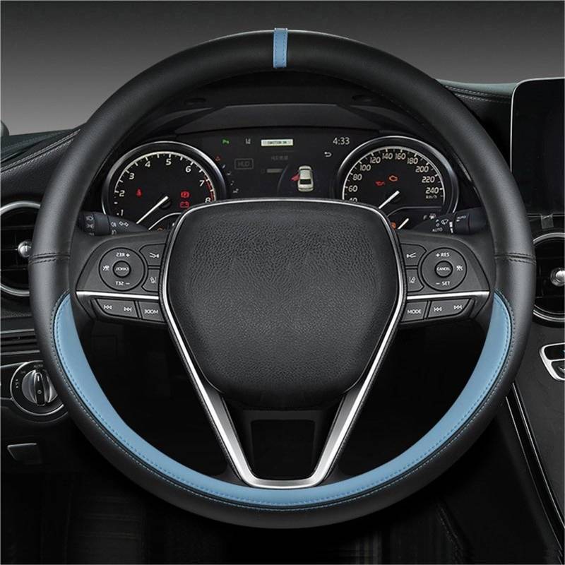 Lenkradbezug Auto Lenkrad Abdeckung 38cm Leder Auto Zubehör Für Toyota Für Corolla Für Avensis Für Yaris Für Auris 2015 Für Camry Für CH-R 2021 Lenkradhülle(Blue) von WYLWSHA