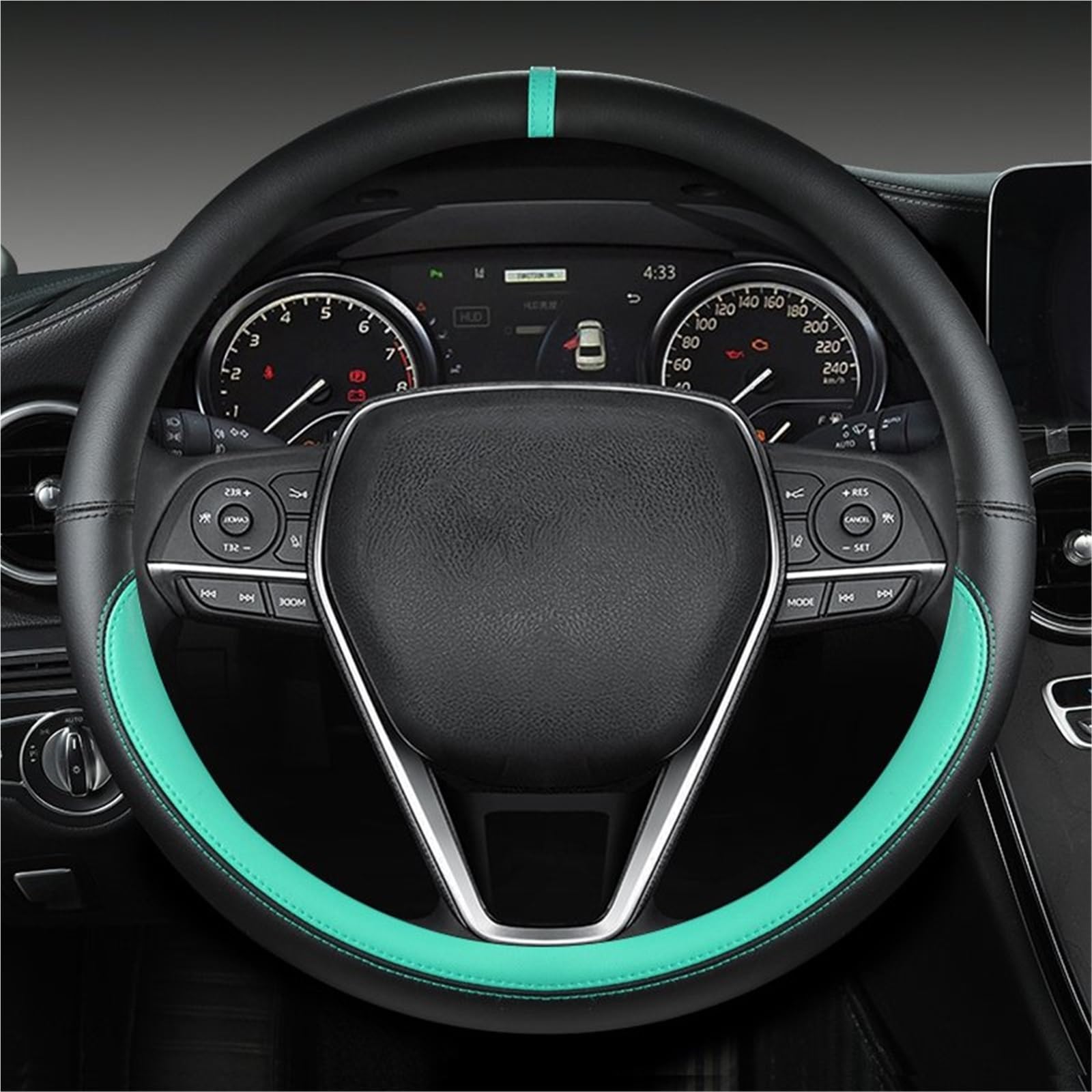 Lenkradbezug Auto Lenkrad Abdeckung 38cm Leder Auto Zubehör Für Toyota Für Corolla Für Avensis Für Yaris Für Auris 2015 Für Camry Für CH-R 2021 Lenkradhülle(Green) von WYLWSHA