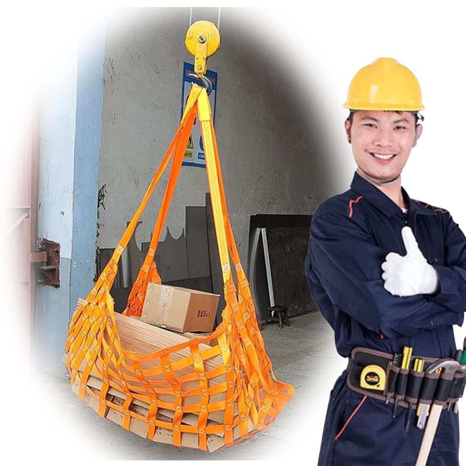 Cargo Sling Net - Cargo Lifting Bag Hanging Net Cargo Lifting Net Straps, Loading and Unloadng Heavy Objects, Dock Security Tear Resistance Strong Load Bearing Bag Netze (Onecolor 4 X 4M/M von WYRMB