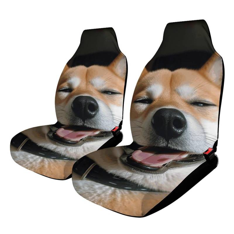 WYUSPGK Universeller Autositzbezug, Shiba Inu Smile Tongue Out Print Fahrzeugsitzbezug Automobil-Sitzbezug langlebiger Schutz, einfache Installation von WYUSPGK