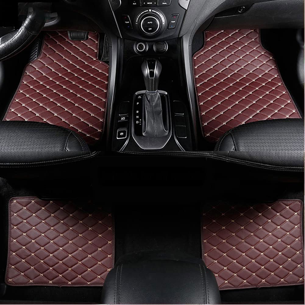 Auto Fußmatten für Pilot (7 Seats) 2008-2010 2011 2012 2013 2014 2015, PU Leder Autoteppiche Antirutsch Bodenmatte Wasserdicht Matten Innenraum Zubehör,A-Red von WYWNQ